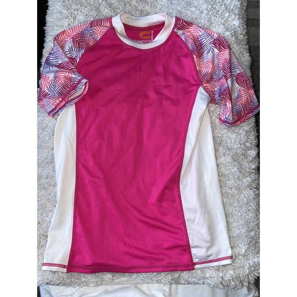 O’Rageous girls sz. 12/14 pink design rashguard. Cute, great shape
